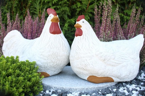 Steinfigur hahn huhn henne 2er - steinfigur,
