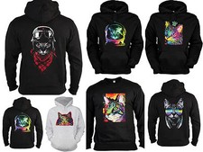 Katzen Sweater - Kapuzensweater - Zip Hoodie Katzenrassen Motiv Katze Neon bunt
