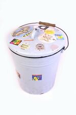 DDR Emaille Eimer Windeleimer Deckel Wassereimer 10 Liter Blau mit Aufklebern