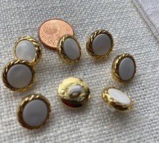 6-12 Knöpfe Blusen Knopf 12,5mm weiß gold Ösenknopf Kostümknopf Kordel 