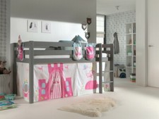 Vipack:Spielbett "Pino" +Textilset+Taschen-Jugend/Kinderbett Hochbett Prinzessin