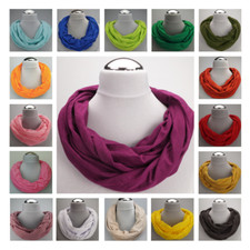 Damen Herren Loop Baumwolle Schal Halstuch Rundschal Schlauchschal einfarbig 813