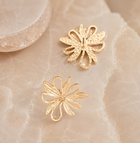 Goldfarbene blumen ohrringe - goldfarbene,