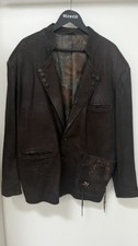 Neue, hochwertig , Echt Leder Trachten Sacco,, Jacke Gr 54 , Braun,  Stickerei 