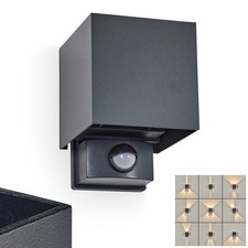 HOFSTEIN Sciacca Außenwandlampe mit Bewegungsmelder aus Metall in Anthrazit/Klar
