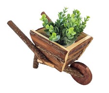 Holz Deko Schubkarre 30 cm - Pflanzkarre klein Pflanzkasten Garten Dekoration