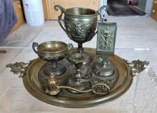 Raucherset * Schreibtischset * Antik * Bronze * Historismus *