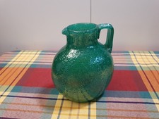 Alte Glasvase Noppen/Blasen grün Murano? unbekannter Gravur