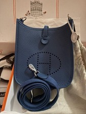 Hermes Mini Evelyn TPM 16 Original 100% Neu Blue Tie