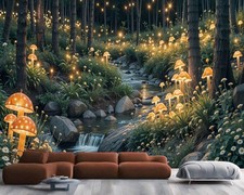 Märchenmagischer Wald bei Nacht Tapete Wandbild abnehmbar abwaschbar abziehen & kleben