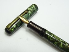 De La Rue Füllfederhalter Vintage Antik 14k 585 Goldfeder Grün Marmor