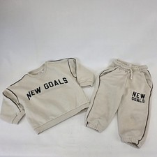 Zara Jungen Jogginganzug Gr. 80 Beige Sweatshirt Hose Set Freizeitanzug