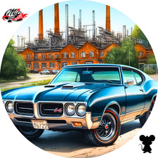 Vintage Blechschild Rund (389) Deko & Kunst: AMERICAN CLASSIC CAR  USA RETRO