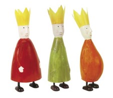 putzige kleine Dekofigur König zum stellen in rot orange grün mit Krone Metall