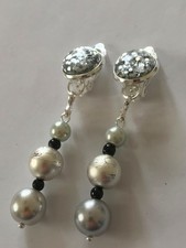 Ohrclips/Glasperlen/Harzcaboch