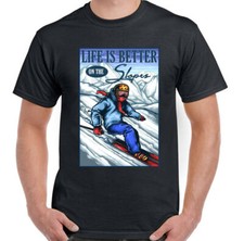 Leben Ist Besser Auf Die Pisten Herren Lustige Skifahren T-Shirt Ski Stiefel