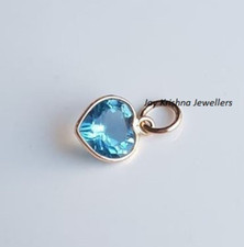 14K Solid Gold Blau Topas Herz