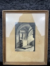 Originale Kohlezeichnung Innenraum Lichtspiel signiert um 1900 gerahmt Rarität