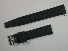 luftiges Sport Silikonuhrenarmband  schwarz 20mm Breit Edelstahlschliesse 7567