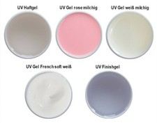 Set UV Gel Babyboomer 5x 5ml milchig rose weiß milky French Haftgel Finishgel 