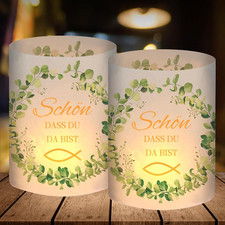 Windlicht Fisch Tischdeko Kommunion Taufe Konfirmation Firmung Junge Mädchen