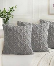 2 Stück Set Plüsch Kissenhüllen Kissenbezüge Dekokissen Grau 45 × 45 cm *NEU*