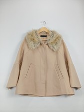 ZARA Damen Cape Beige mit Fellkragen Gr. L Elegant