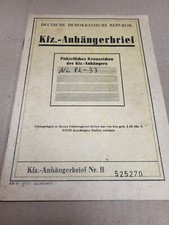 KFZ Anhängerbrief Fahrzeugbrief DDR PKW Einachsanhänger HP 650 off. Kasten 1976