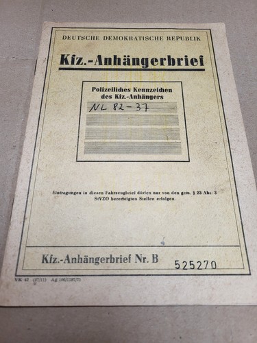 Kfz anhängerbrief - kfz,