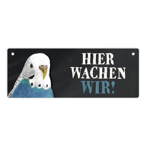 Metallschild mit wellensittich - metallschild,