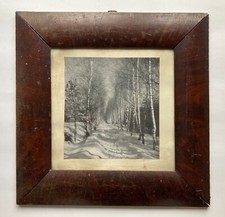 Bilderrahmen Nussbaum Falzmaße 27,5 x 27,8 cm Antik mit Foto Winterlandschaft