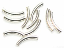 30010 - 10 RÖHRCHEN AUS 925 SILBER, 10x1,5 mm, gebogen