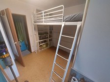 IKEA Hochbett 140x200 cm Weiß Metall , TROMSÖ inkl. Roll-Lattenrost