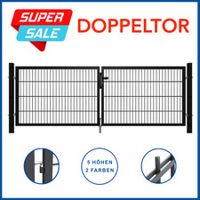 GEWA Doppeltor Metalltor Einfahrtstor Tor Doppelstabmatten Breite 1m 3m