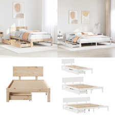 Massivholzbett Singlebett Gästebett Bettrahmen Doppelbett mit Schubladen Kiefer