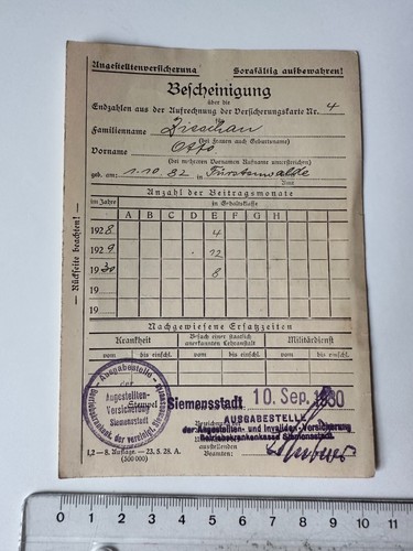 Beschein 1930 siemens - 1930,