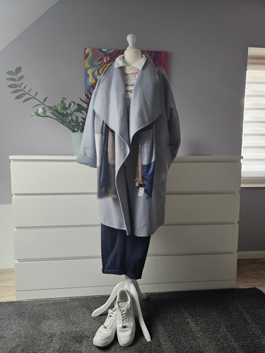 Zara hellblauer strickmantel - zara,