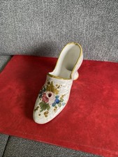 Vintage Italienische Majolika 9044 Barock Schuh mit  Blumen, 16x9x6 cm