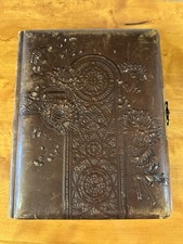 antikes Fotoalbum Gründerzeit Leder Goldschnitt Messingschließe um 1900