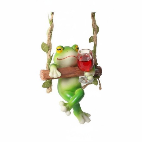 Hängender frosch auf schaukel - auf,