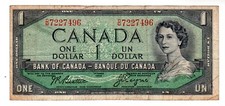 KANADA Schein 1 DOLLAR 1954