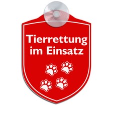 Tierrettung im Einsatz, Graviertes Schild, Sauger für Auto, KFZ, 80x110mm