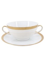 WINTERLING Suppentasse mit Untertasse Porzellan Weiß Geometrisch Elegant