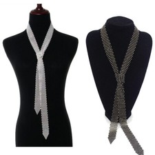 Damen Strass Krawatte Glänzend Halskette Taillenkette Glitter Party Club
