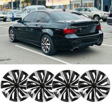 4er 16" Radkappen Radzierblenden Kunststoff Schwarz/Silber Für 3ER E46 E90 E91