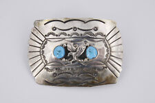 Buckle Navajo Gürtelschnalle Original Sterling Silber mit Türkise #T7