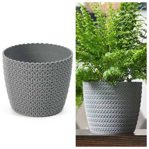 übertopf rund blumentopf grau - blumentopf,