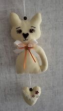 Katze Herz Girlande gelb Stoff ? Türschmuck Fensterbild  Handarbeit Tilda Art