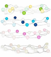 15er Lichterkette Ø4cm LED Kugeln Girlande Lampions Baumwolle 4 Farben Deko