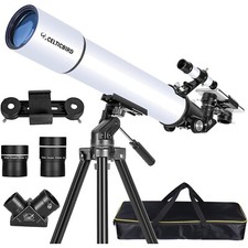 Teleskop Refraktor mit AZ-Montierung – Astronomie Set für Erwachsene 80mm